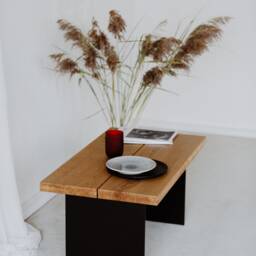 Handmade Oak Coffee Table, Black Metal Legs, Modern Living Room Furniture - thumbnail 3