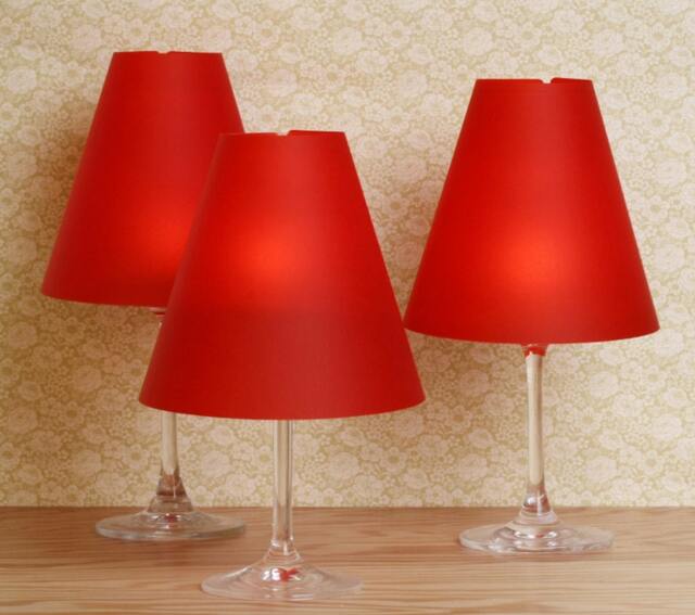 "3 Lampshades For Wine Glasses Made Of Red Vellum Paper ""Little Riding Hood" - image 1