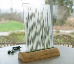 Real Grass Modern Table Lamp Scandinavian, Glass Epoxy Resin, Nordic Style Minimalism Plant Decor, Design For Bedroom Office - thumbnail 1