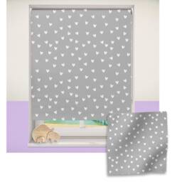 White & Grey Heart Roller Blind, Children's Made To Measure, Heart Blind