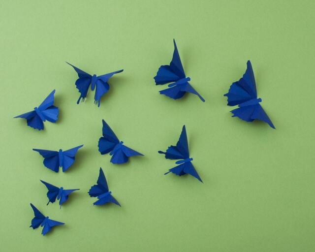 3D Wall Butterflies Cobalt Metallic Butterfly Silhouettes For Girls Room, Nursery, & Home Art Decor - image 1