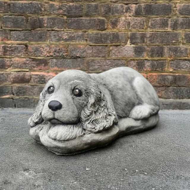 Garden Spaniel Sculpture Concrete Cocker Figure Cement Dog Ornament Front Door Decor Spaniel Lover Gift Handmade Cocker Art - image 1