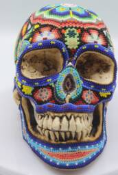 Huichol Beaded Resin Skull #1 - thumbnail 1