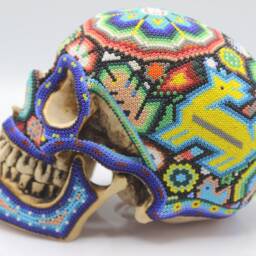 Huichol Beaded Resin Skull #1 - thumbnail 2