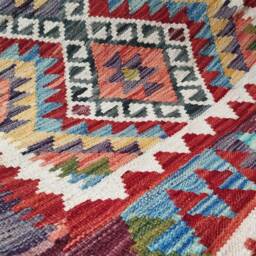 Classic Kilim Rug, Handmade Artisan Afghan Turkish Navajo Geometric Wool Rug 149x100 cm - thumbnail 3