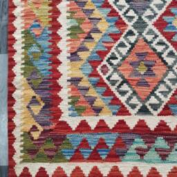 Classic Kilim Rug, Handmade Artisan Afghan Turkish Navajo Geometric Wool Rug 149x100 cm - thumbnail 4