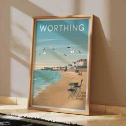 Worthing Travel Poster West Sussex Coastal Art - thumbnail 3