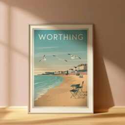 Worthing Travel Poster West Sussex Coastal Art - thumbnail 2
