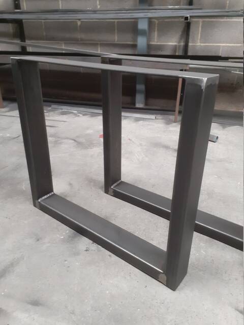 Chunky Industrial Steel Dining Kitchen Table Legs 710mm Tall - Metal Box Frames 80mm X 40mm Pair - image 1
