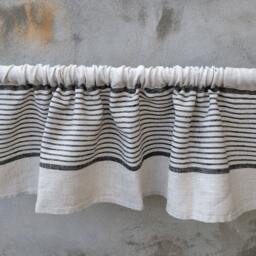 Curtains 100% Linen Striped Softened - Window Panel. Kitchen Living Room Farmhouse Curtains. Grain Sack Flax. Bedroom Valance Black Stripes - thumbnail 3