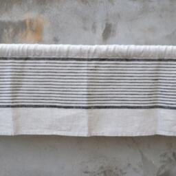 Curtains 100% Linen Striped Softened - Window Panel. Kitchen Living Room Farmhouse Curtains. Grain Sack Flax. Bedroom Valance Black Stripes - thumbnail 2