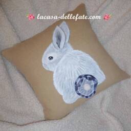 Hand-Painted Bunny, Easter Pillow Case, Bunny Design, Gift, Pillow Cover, Home Decor, Decorations, Shabby-Chic - thumbnail 3