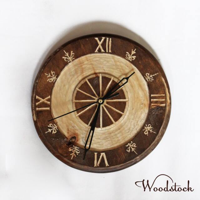 Wooden Clock , Poplar Wood Handcrafted Wall - image 1