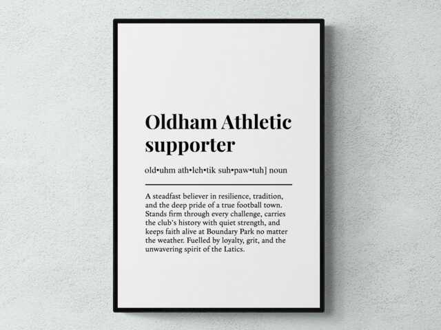 Oldham Athletic Supporter Funny Definition Sport Football Gift Wall Art Print - image 1