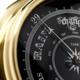 Tabic Prestige Traditional Brass Barometer With Jet Black Dial, Heavy Case - 1/2Kg. Handmade in England - thumbnail 3