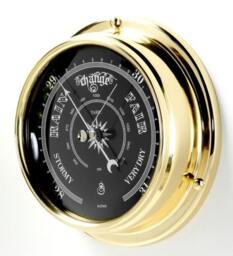 Tabic Prestige Traditional Brass Barometer With Jet Black Dial, Heavy Case - 1/2Kg. Handmade in England