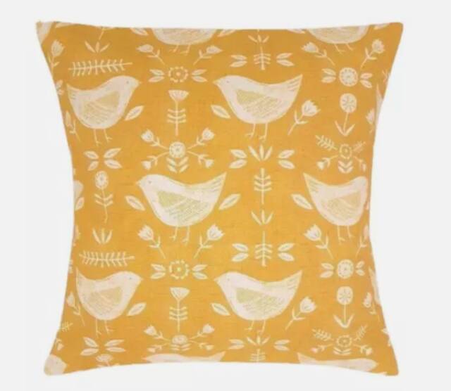 Scandi Birds Cushion Cover , Narvik Yellow Ochre Throw Pillow Scatter Cushions UK - image 1