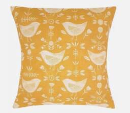 Scandi Birds Cushion Cover , Narvik Yellow Ochre Throw Pillow Scatter Cushions UK - thumbnail 1