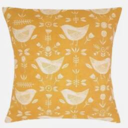 Scandi Birds Cushion Cover , Narvik Yellow Ochre Throw Pillow Scatter Cushions UK - thumbnail 3