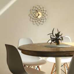 Laser Cut Birch Wood Clock Silent Scandinavian Floral Design - thumbnail 2