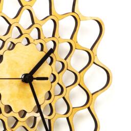 Laser Cut Birch Wood Clock Silent Scandinavian Floral Design - thumbnail 1
