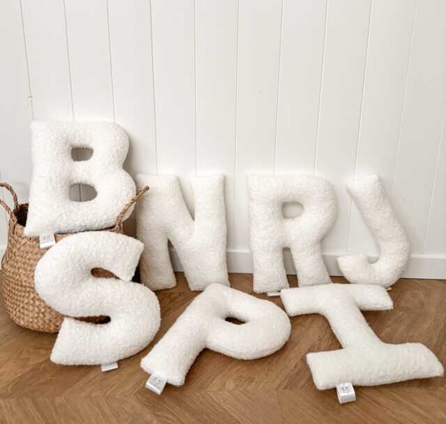 Boucle Letter Cushion Personalised Baby Gift Neutral Nursery Decor Shower Boucle Pillow - image 1