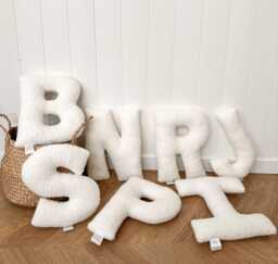 Personalised Boucle Letter Cushion, Neutral Nursery Decor Name Pillow