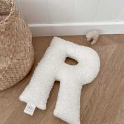 Boucle Letter Cushion Personalised Baby Gift Neutral Nursery Decor Shower Boucle Pillow - thumbnail 2
