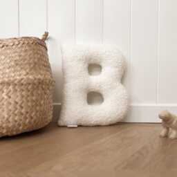 Boucle Letter Cushion Personalised Baby Gift Neutral Nursery Decor Shower Boucle Pillow - thumbnail 3