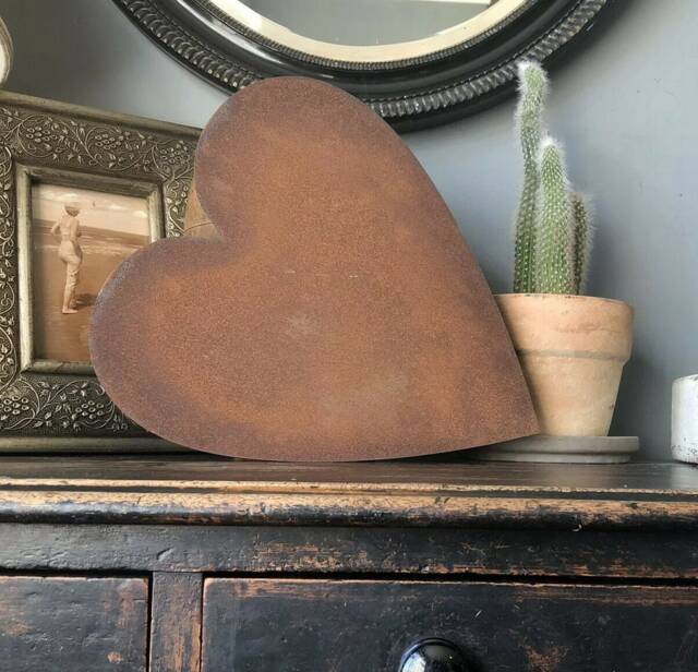 Rustic Metal Heart Ornament - 12 Inch Rust Effect Home & Garden Decoration - image 1
