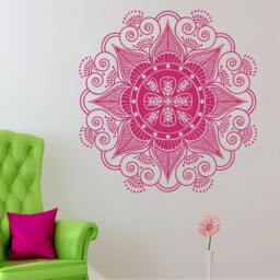 Wall Decals Mandala Yoga Namaste Om Ornament Indian Geometric Moroccan Pattern Decal Vinyl Sticker Home Decor Art Mural Bedroom Ms470 - thumbnail 1