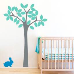 Nursery Tree With Bunny - Wall Decals, Kids Room Stickers, Children Bedroom Decor, Art Decal, S02502 - thumbnail 2