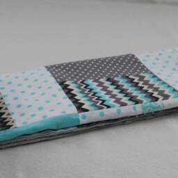 Giraffe Patchwork Baby Stroller Blanket - Gray, Teal, & White Blanket, Nursery Bedding, Gender Neutral Nursery, Shower Gift - thumbnail 4