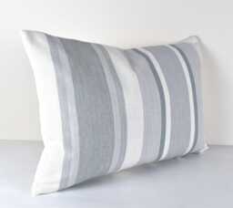 Laura Ashley Grey Stripe Cushion Awning Slate With Zip Closure - thumbnail 1