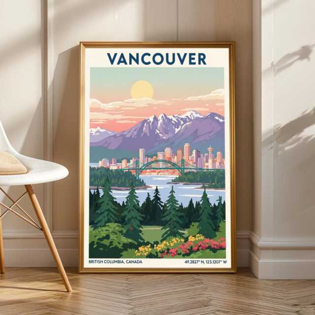 Vintage Vancouver Travel Poster British Columbia Art Print - image 1