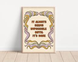 Positivite Motivational Quote Retro Print - Art, Groovy, 1970's, Bohemian, Colourful, Peace & Love, Hippie Groovy Swirls - thumbnail 1