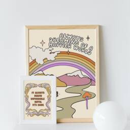 Positivite Motivational Quote Retro Print - Art, Groovy, 1970's, Bohemian, Colourful, Peace & Love, Hippie Groovy Swirls - thumbnail 3