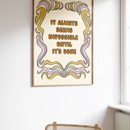 Positivite Motivational Quote Retro Print - Art, Groovy, 1970's, Bohemian, Colourful, Peace & Love, Hippie Groovy Swirls - thumbnail 2