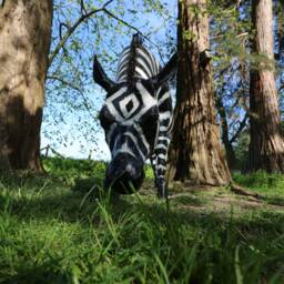 Large Recycled Metal Handpainted Black & White Zebra Garden Sculpture, Statue, Ornament, Decoration