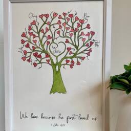 Personalized Christian Family Tree Print Watercolor Religious Gift - thumbnail 2