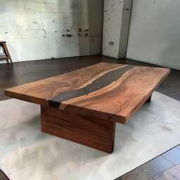 xl Exmoor Walnut & Black Epoxy River Handmade Wabi Sabi Coffee Table - thumbnail 3