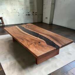 xl Exmoor Walnut & Black Epoxy River Handmade Wabi Sabi Coffee Table