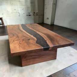 xl Exmoor Walnut & Black Epoxy River Handmade Wabi Sabi Coffee Table - thumbnail 4