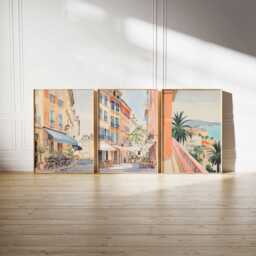 Set Of 3 Nice Travel Posters, France Wall Art Prints, French Riviera Decor, C??te D'azur Print, Beach Artwork - thumbnail 4