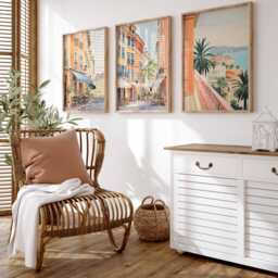 Set Of 3 Nice Travel Posters, France Wall Art Prints, French Riviera Decor, C??te D'azur Print, Beach Artwork - thumbnail 3