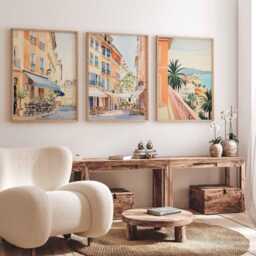 Set Of 3 Nice Travel Posters, France Wall Art Prints, French Riviera Decor, C??te D'azur Print, Beach Artwork - thumbnail 2