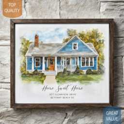 Home Portrait, House Painting, Housewarming Gift, Our First Home Sign, Sweet Watercolor Home, Realtor Gift - thumbnail 1