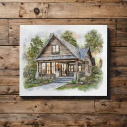 Home Portrait, House Painting, Housewarming Gift, Our First Home Sign, Sweet Watercolor Home, Realtor Gift - thumbnail 2