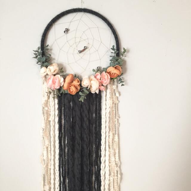 Floral Dreamcatcher, Boho Nursery Decor, Yarn Wall Hanging - image 1