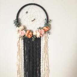 Floral Dreamcatcher, Boho Nursery Decor, Yarn Wall Hanging - thumbnail 1